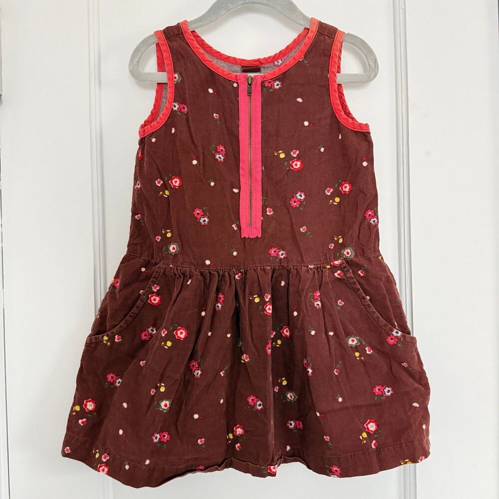 Tea Cordadoy Floral Print Sleeveless Dress Sz 3